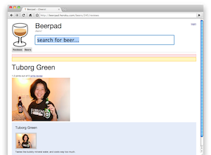 screenshot of beerpad
page